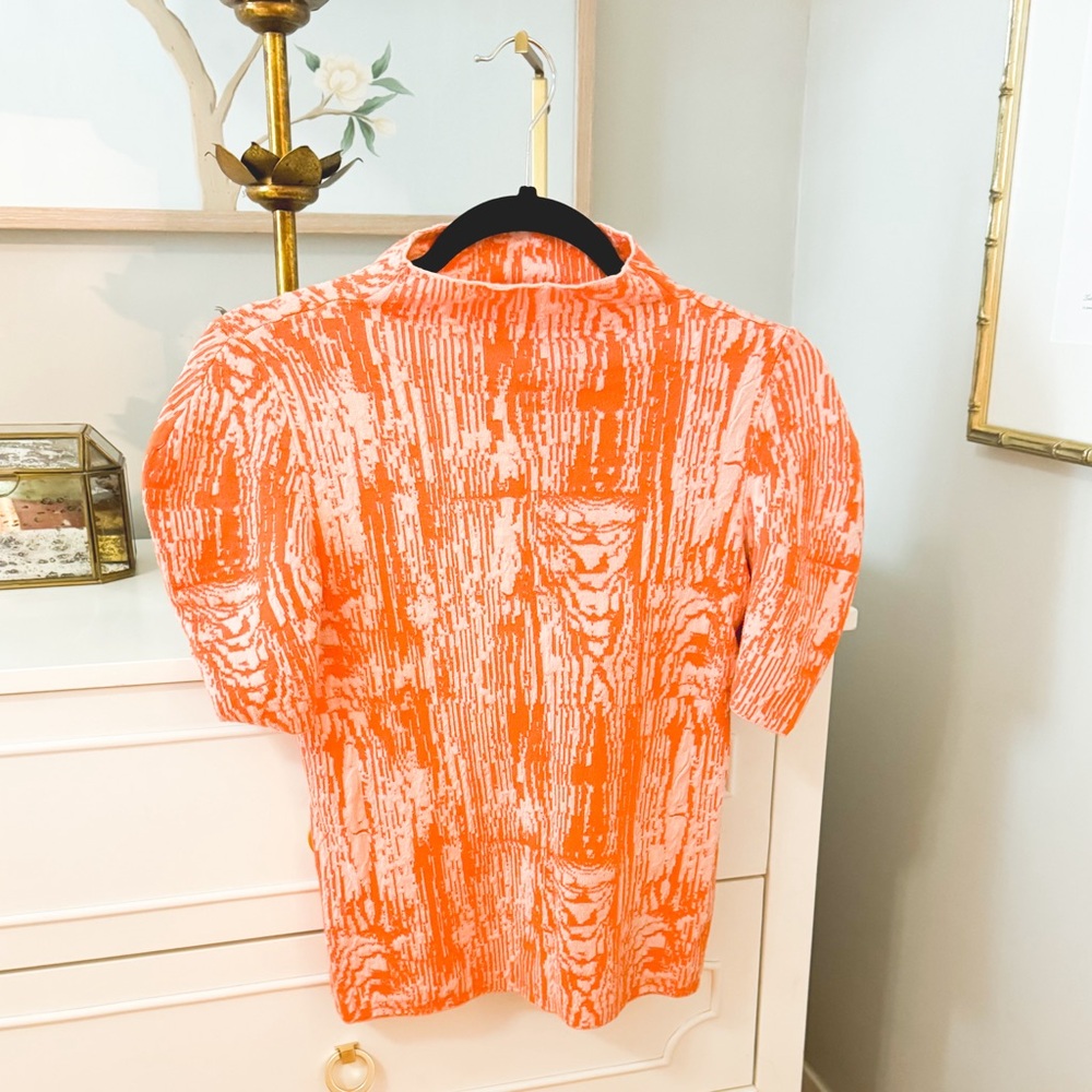 MAEVE ANTHROPOLOGIE PINK AND ORANGE PATTERNED SWEATER